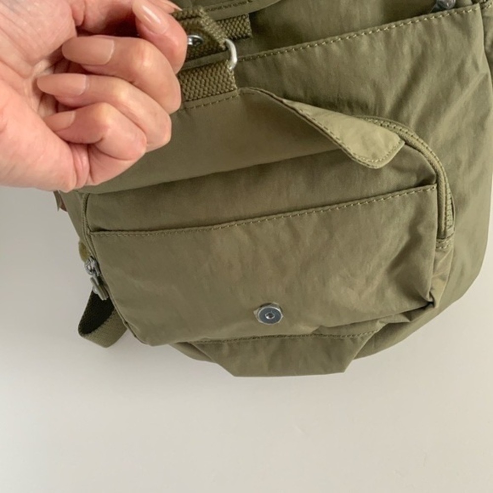 Kipling Olive Backpack With Monkey Keychain - image 7